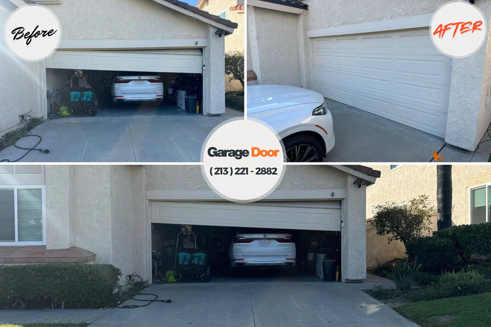 Before and after: garage door repair Summerville, GA